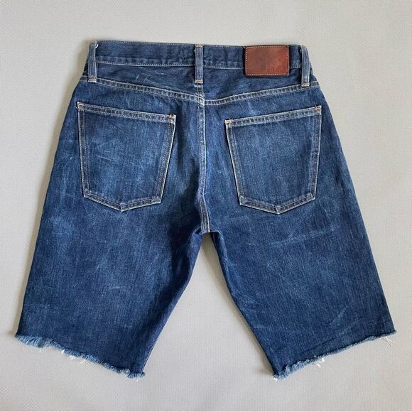 Taylor Stitch Democratic Cone Denim Indigo Dark Denim Frayed Jorts Shorts Sz 30 - Picture 2 of 13